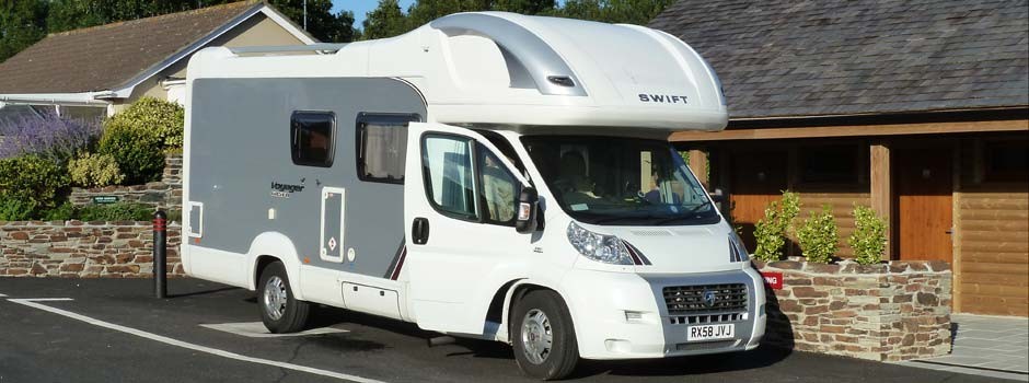 motorhome parked up to use the service point