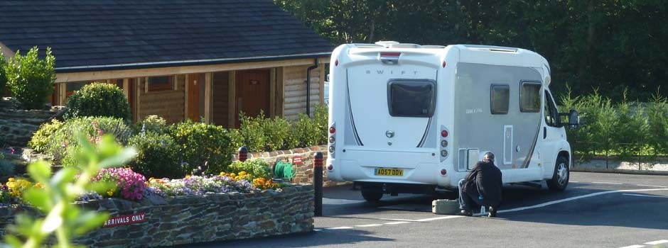 motorhome parked up using the service point