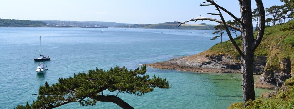 looking across the Carrick roads towards Falmouth from St Anthony's headland