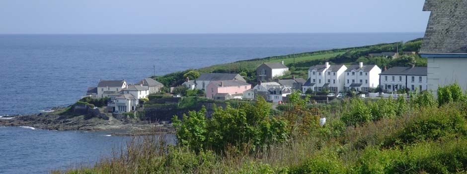 view of Portscatho taken from across the fields