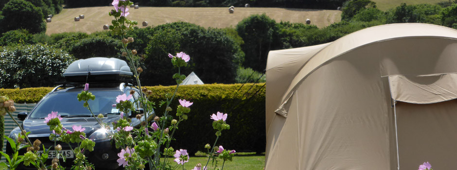 view across the valley from a tent on pitch 33