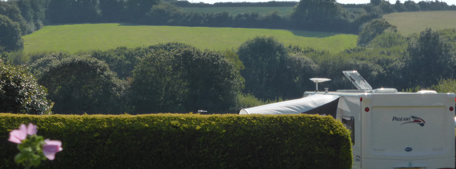 view across the valley from a caravan on pitch 38